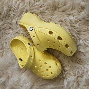 Yellow Platform Crocs